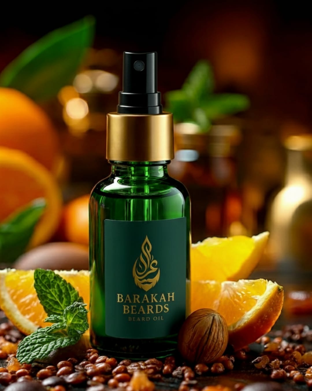 Natural beard oil ingredients – Sweet Almond, Argan, Jojoba, Grapeseed, Castor – Signature Blend by Barakah Beards Manchester UK